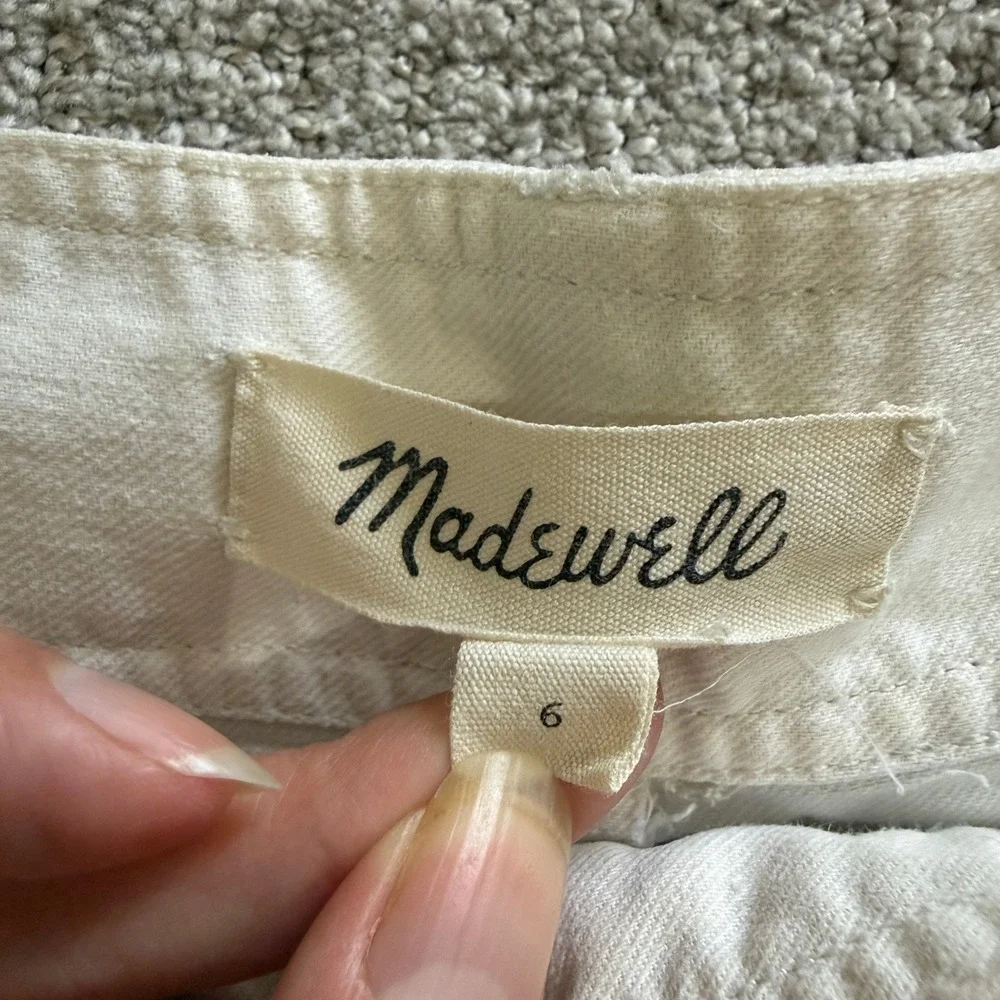 Madewell Pleated Cotton Linen Shorts Cream Sz 6 Coastal Minimal Tailored Preppy - Picture 5 of 11
